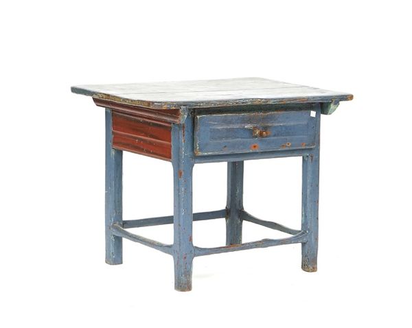 A North European blue painted single drawer side table