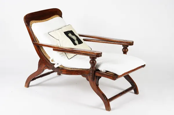 An Edwardian teak plantation chair