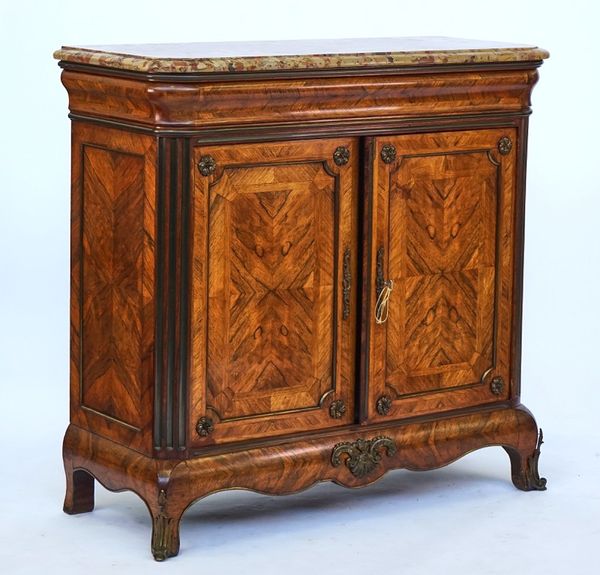 French kingwood and rosewood brass mounted two door side cabinet