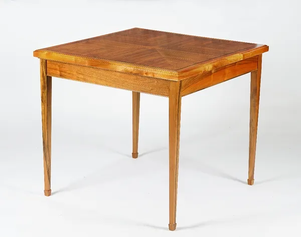 LINLEY; a square walnut games table