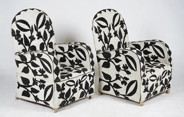 A pair of unusual South African bead-work armchairs