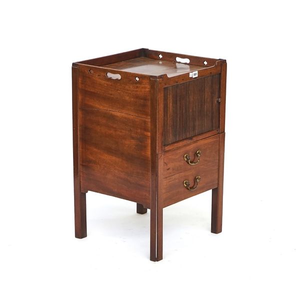 A mahogany tray top night commode