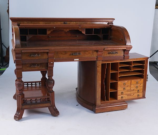 SHANNON FILE CO. LTD. LONDON; A WALNUT TAMBOUR FRONTED ‘SHANNON’ DESK