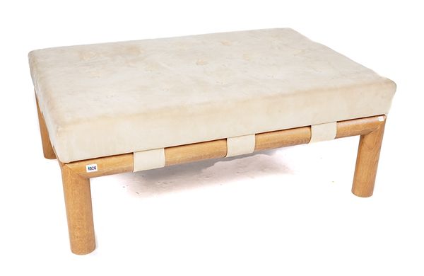 AN ALCATARRA UPHOLSTERED RECTANGULAR FOOT STOOL