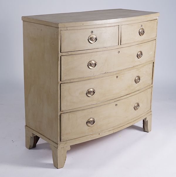 A REGENCY LATER PISTACHIO PAINTED BOWFRONT CHEST