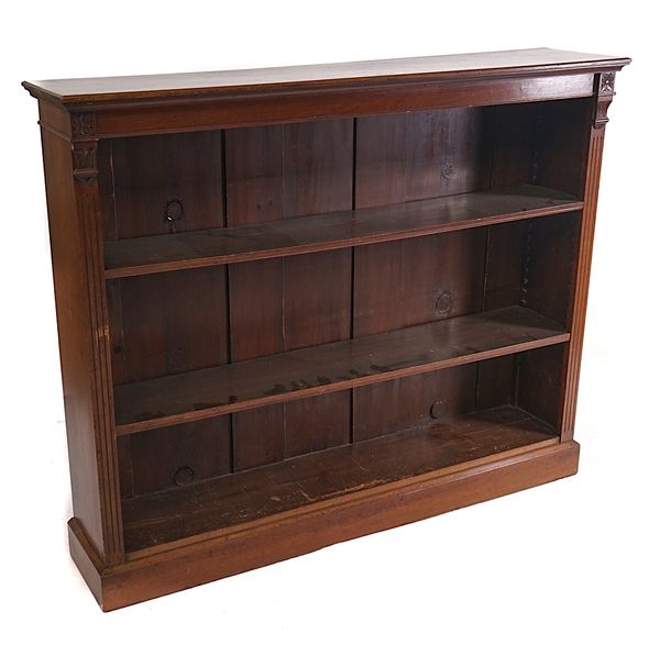 A 19TH CENURY OAK FLOOR STANDING OPEN BOOKCASE