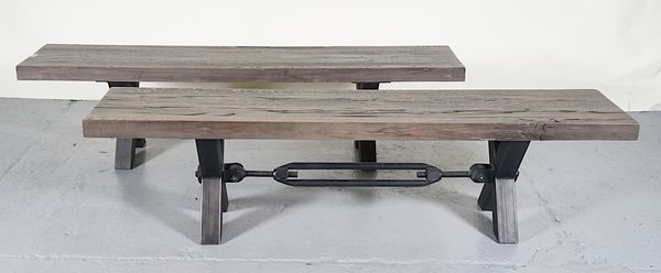 A PAIR OF MODERN HARDWOOD BENCHES (2)