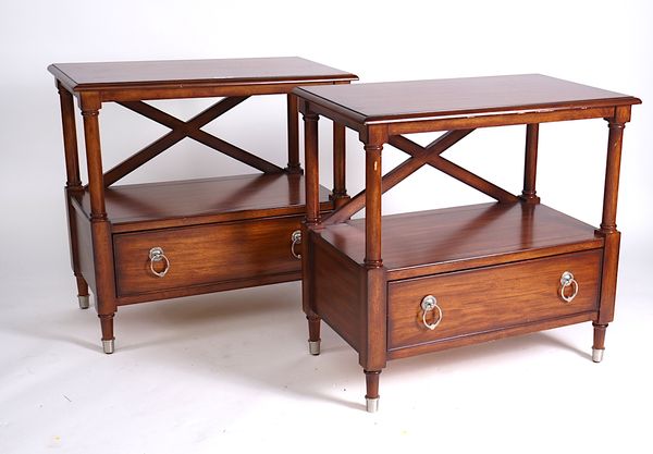 A PAIR OF MODERN RECTANGULAR TWO TIER OCCASIONAL TABLES (2)