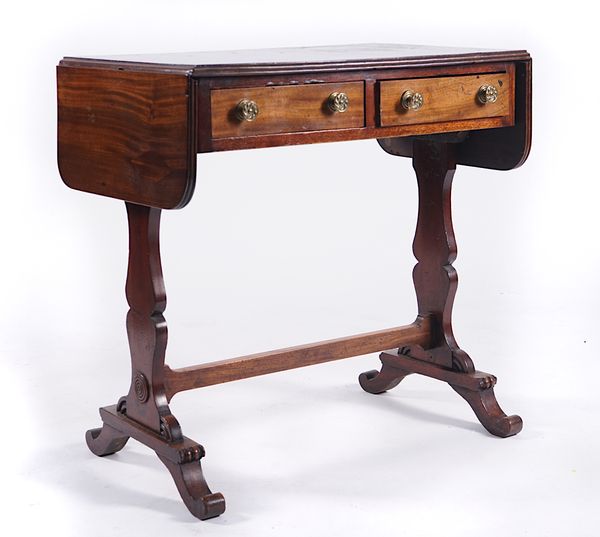 A SMALL REGENCY MAHOGANY TWO DRAWER SOFA TABLE