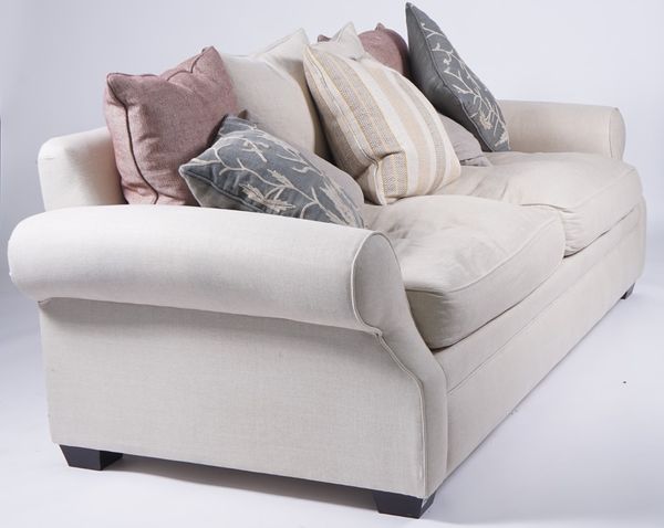 SOFA WORKSHOP; A MODERN CREAM UPHOLSTERED THREE SEAT SOFA  (10)