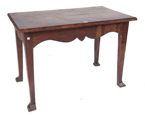 A 19TH CENTURY POLLARD OAK RECTANGULAR OCCASIONAL TABLE