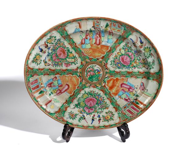 A CANTON FAMILLE-ROSE LARGE OVAL DISH