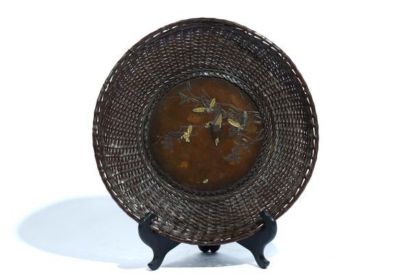 A JAPANESE MIXED METAL CIRCULAR DISH