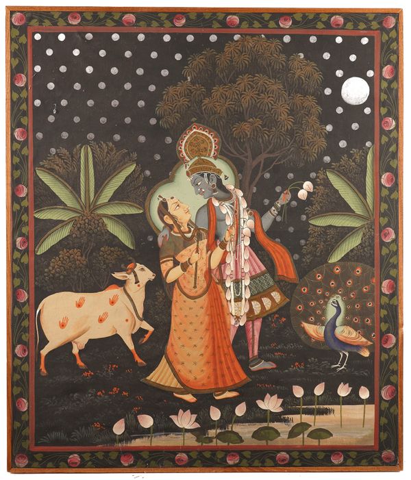 AN INDIAN PAINTING OF KRISHNA AND RADHA