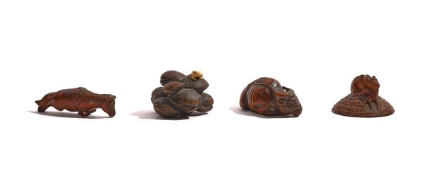 FOUR JAPANESE WOOD NETSUKE (4)