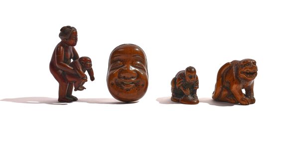 FOUR JAPANESE WOOD NETSUKE (4)