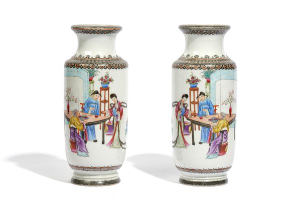 A PAIR OF CHINESE FAMILLE-ROSE  VASES (2)