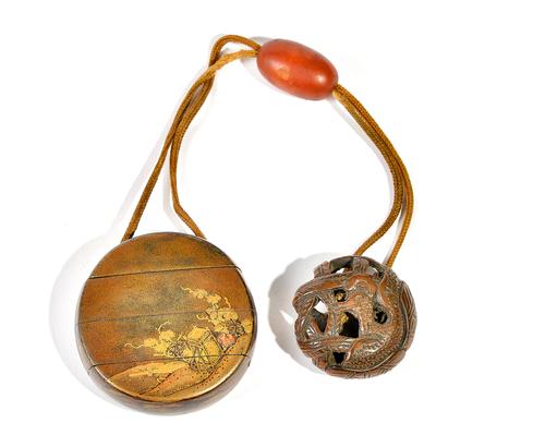 A JAPANESE LACQUER THREE-CASE INRO