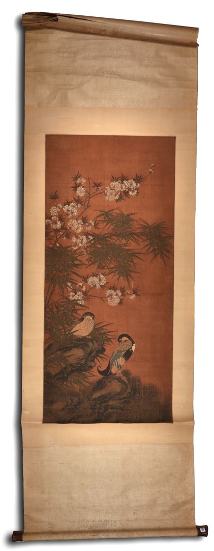 A CHINESE SCROLL PAINTING ON SILK