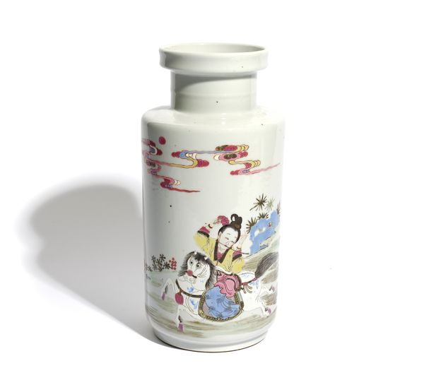 A CHINESE FAMILLE-ROSE ROULEAU VASE