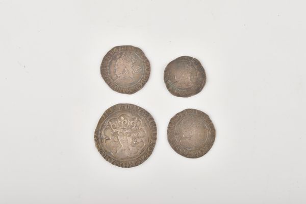 FOUR ENGLISH HAMMERED SILVER COINS (4)