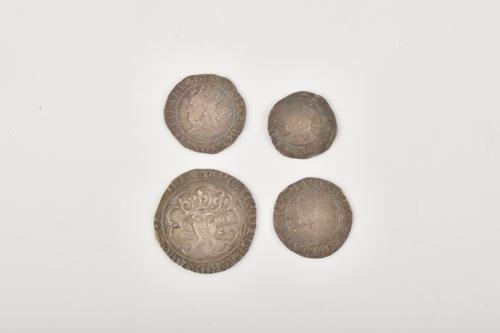 FOUR ENGLISH HAMMERED SILVER COINS (4)