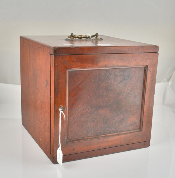 A MAHOGANY COIN CABINET