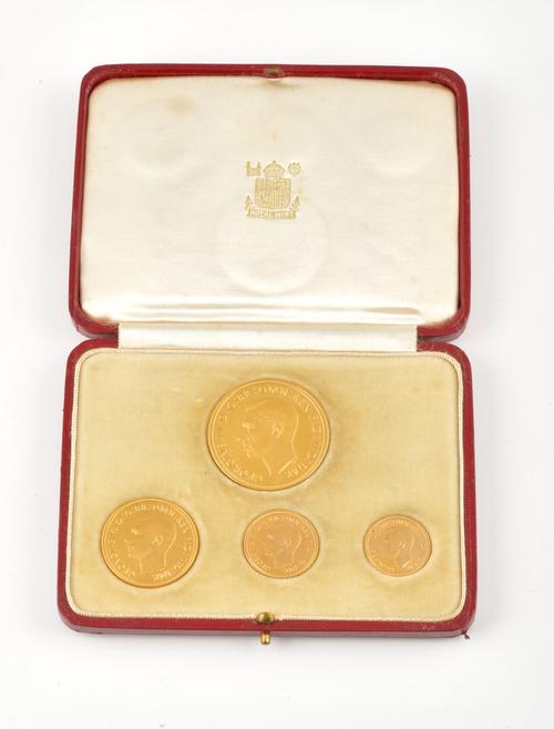 A 1937 GEORGE VI CORONATION FOUR COIN GOLD PROOF SET