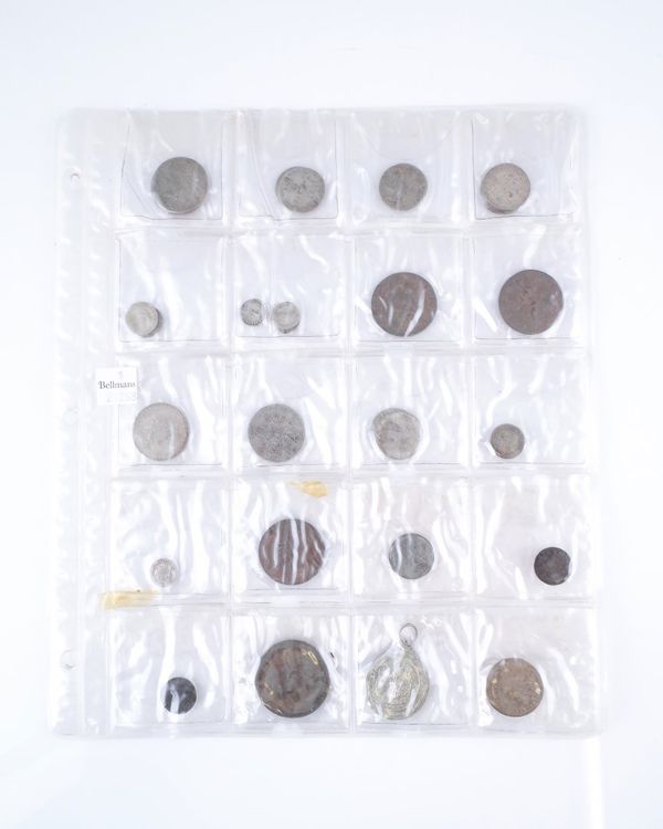 A GROUP OF LATER HANOVERIAN SILVER AND BRONZE COINS AND A FEW FURTHER ITEMS (QTY)