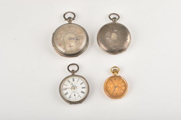 A GOLD FOB WATCH AND THREE FURTHER WATCHES (4)