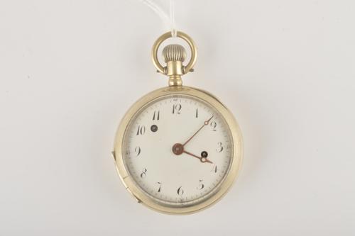 A BASE METAL CASED, FRONT WINDIND, OPENFACED REPEATING POCKET WATCH