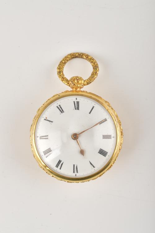 A GILT METAL CASED, KEY WIND OPENFACED POCKET WATCH