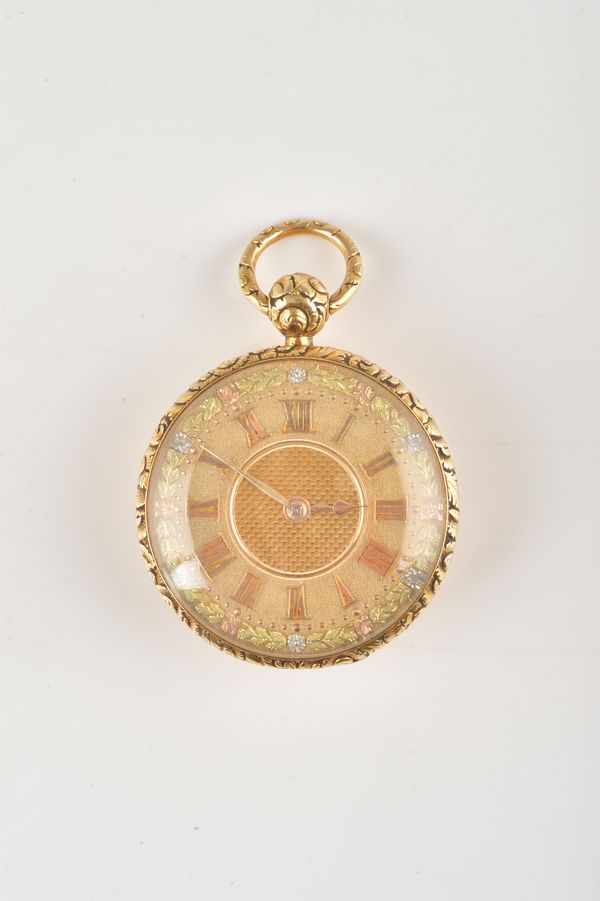 A ROBERT ROSKELL 18CT GOLD CASED, KEY WIND OPENFACED POCKET WATCH