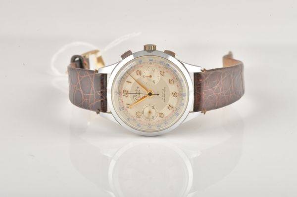 A STAINLESS STEEL FLEURON GENTLEMAN'S CHRONOGRAPH WRISTWATCH