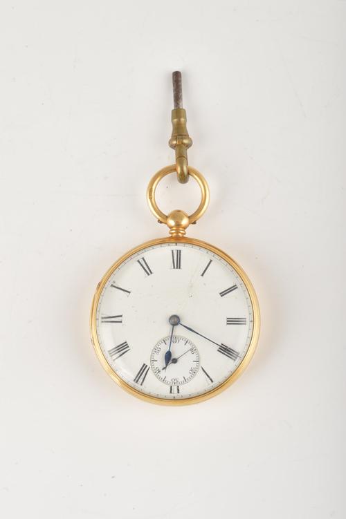 A VICTORIAN 18CT GOLD OPEN FACED KEYWIND POCKET WATCH
