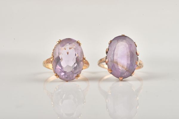 TWO AMETHYST RINGS (2)