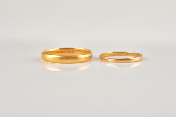 TWO 22CT GOLD WEDDING RINGS (2)