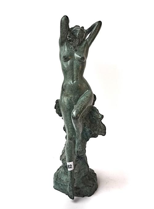 ROBIN BUICK (IRISH, B.1940); A VERDIGRIS PATINATED BRONZE CAST OF A FEMALE SEATED NUDE