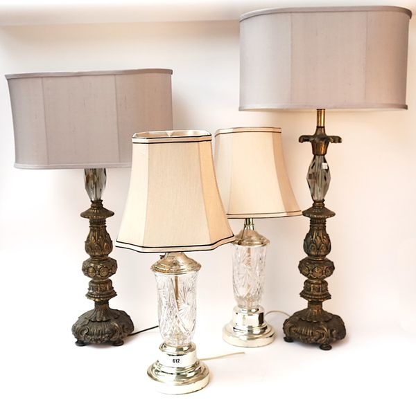 TWO PAIRS OF MODERN TABLE LAMPS WITH SHADES