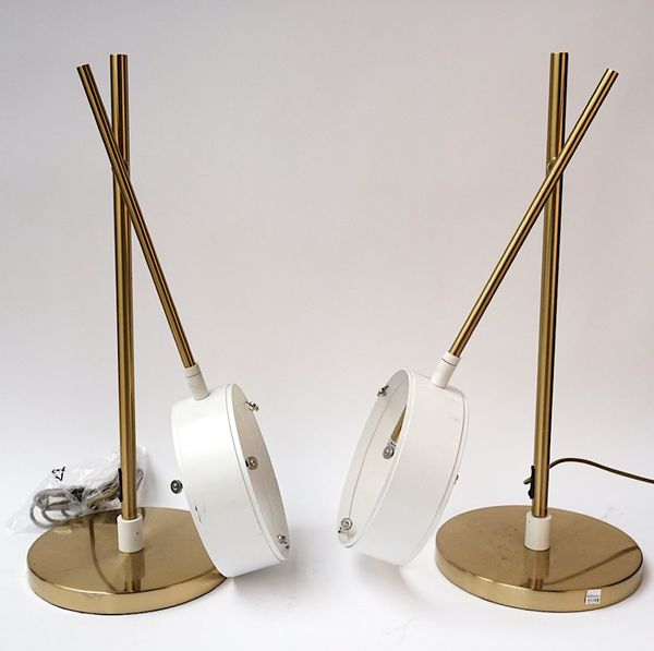 A PAIR OF BRASS FINISHED ANGLE-POISE TABLE LAMPS