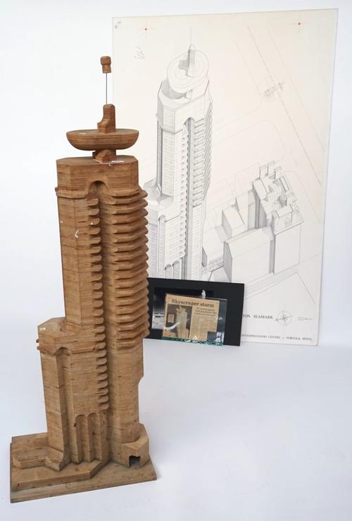 AN ARCHITECTURAL PLYWOOD MODEL OF THE BRIGHTON SEAMARK HOTEL AND EPHEMERA (4)