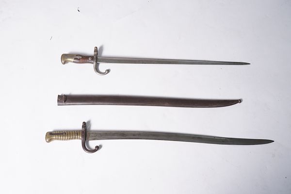 A FRENCH CHASSEPOT BAYONET AND ANOTHER FRENCH BAYONET (2)