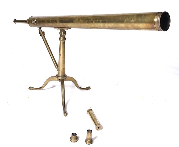 A S&B SOLOMANS 3-INCH BRASS REFRACTING TELESCOPE ON STAND