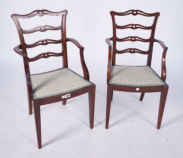 A PAIR OF GEORGE II STYLE MAHOGANY CHILD’S RIBBON BACK CARVER CHAIRS