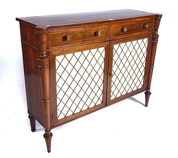 A REGENCY BRASS MOUNTED ROSEWOOD SIDE CABINET