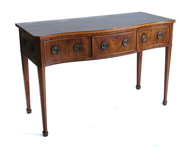 A GEORGE III INALID MAHOGANY SERPENTINE SERVING TABLE