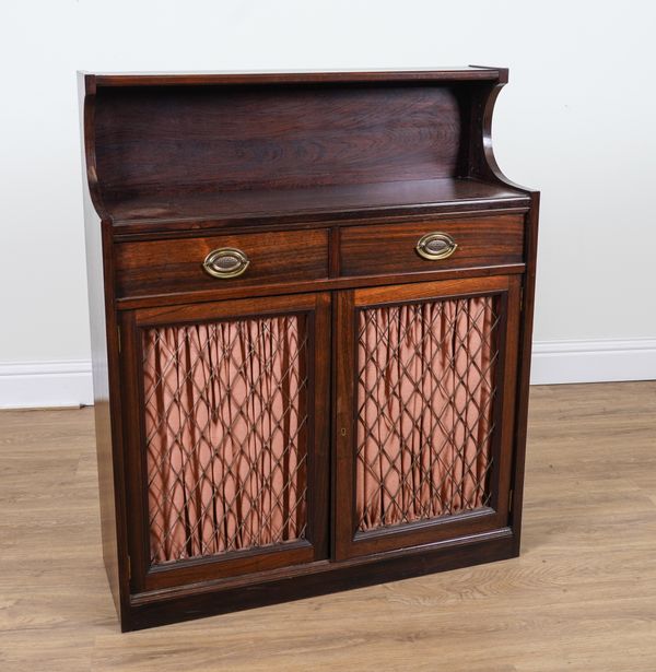 A 19TH CENTURY COLONIAL SOLID ROSEWOOD SHELF BACK SIDE CABINET