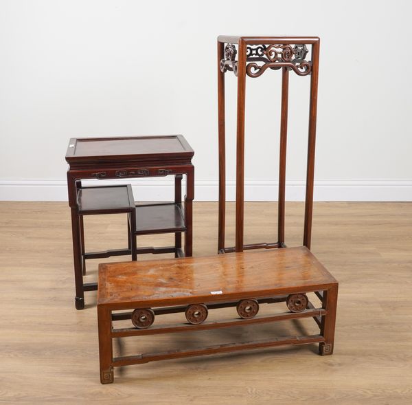 AN EARLY 20TH CENTURY CHINESE HARDWOOD JARDINERE STAND (3)