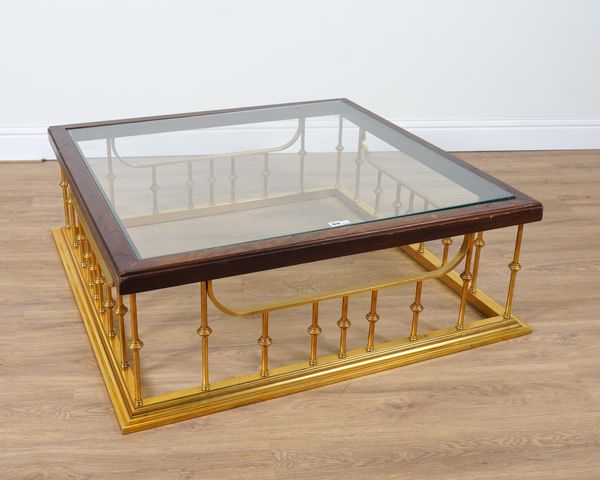 A MODERN BRASS SQUARE COFFEE TABLE