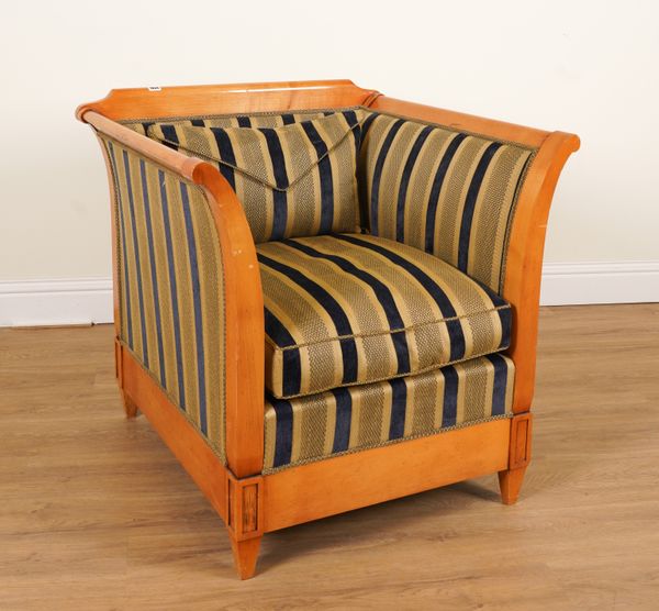 A BIEDERMEIER REVIVAL FRUITWOOD EASY ARMCHAIR